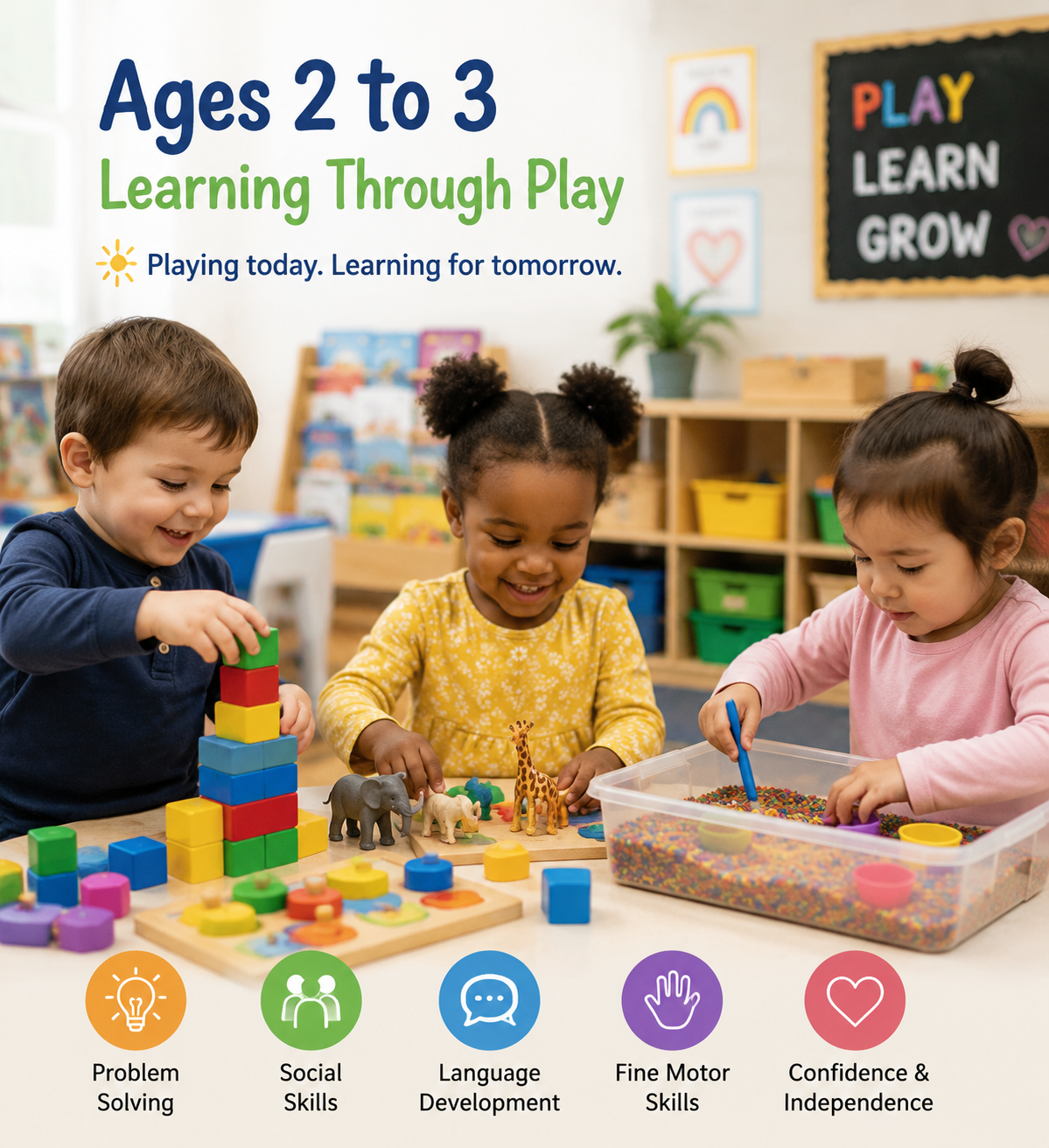 Children ages two to three learning through play